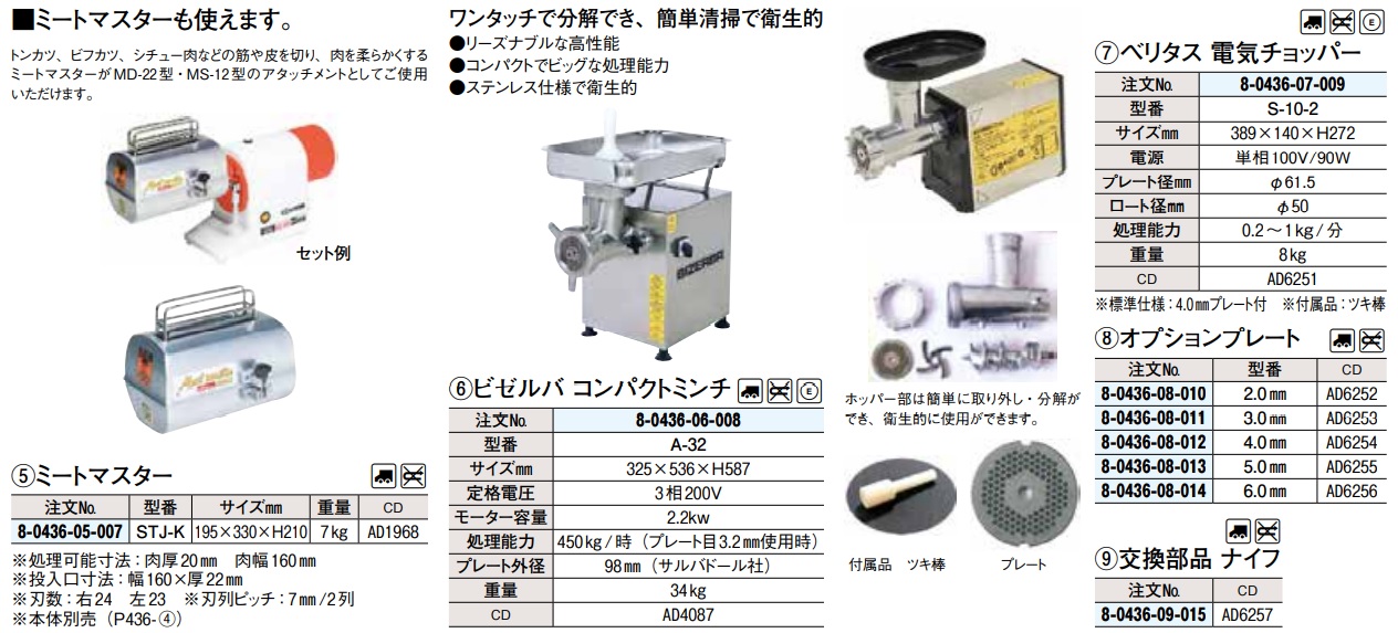 ミートチョッパー ナイフ サルバドール サイズ32 - 店舗用品